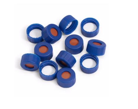 TAPON P/VIAL 12 MLAZUL PTFE/red silicone sept (100
