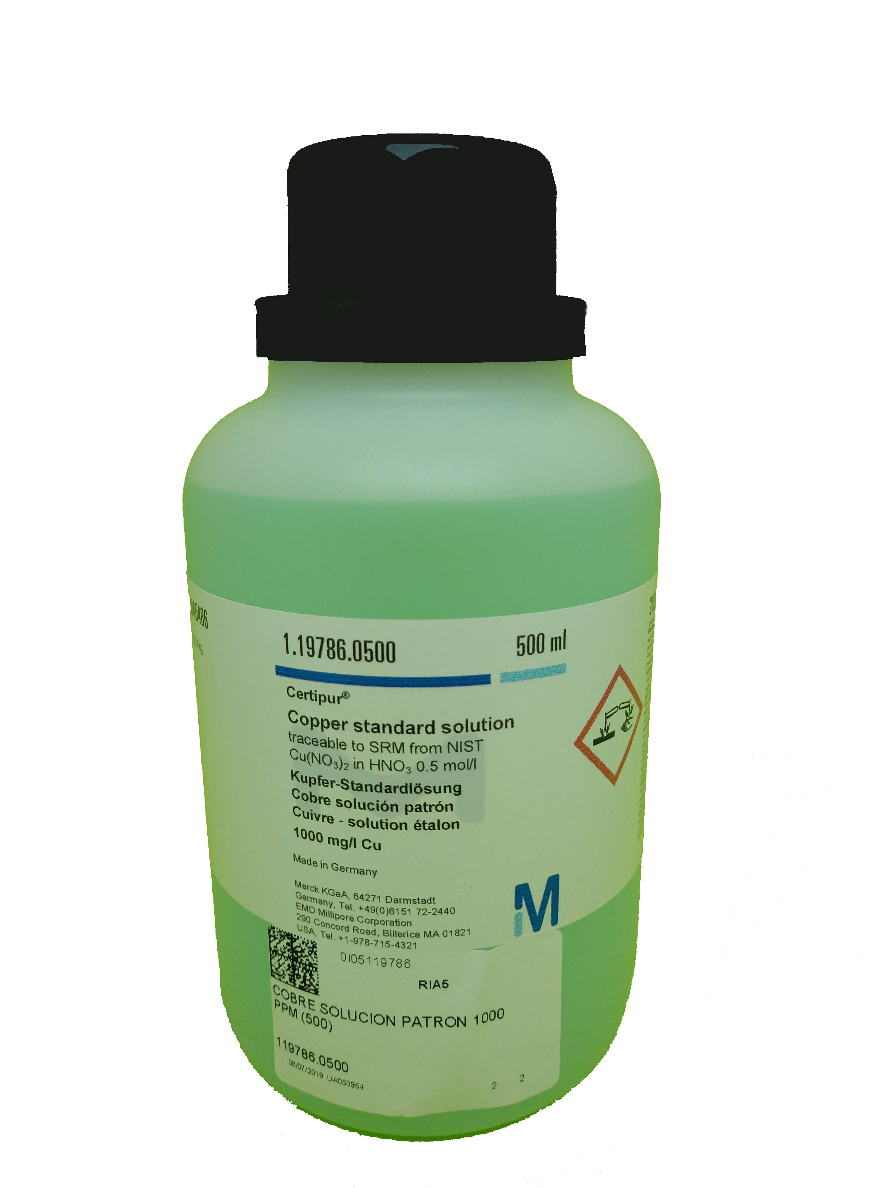 COBRE SOLUCION PATRON 1000 PPM (500)