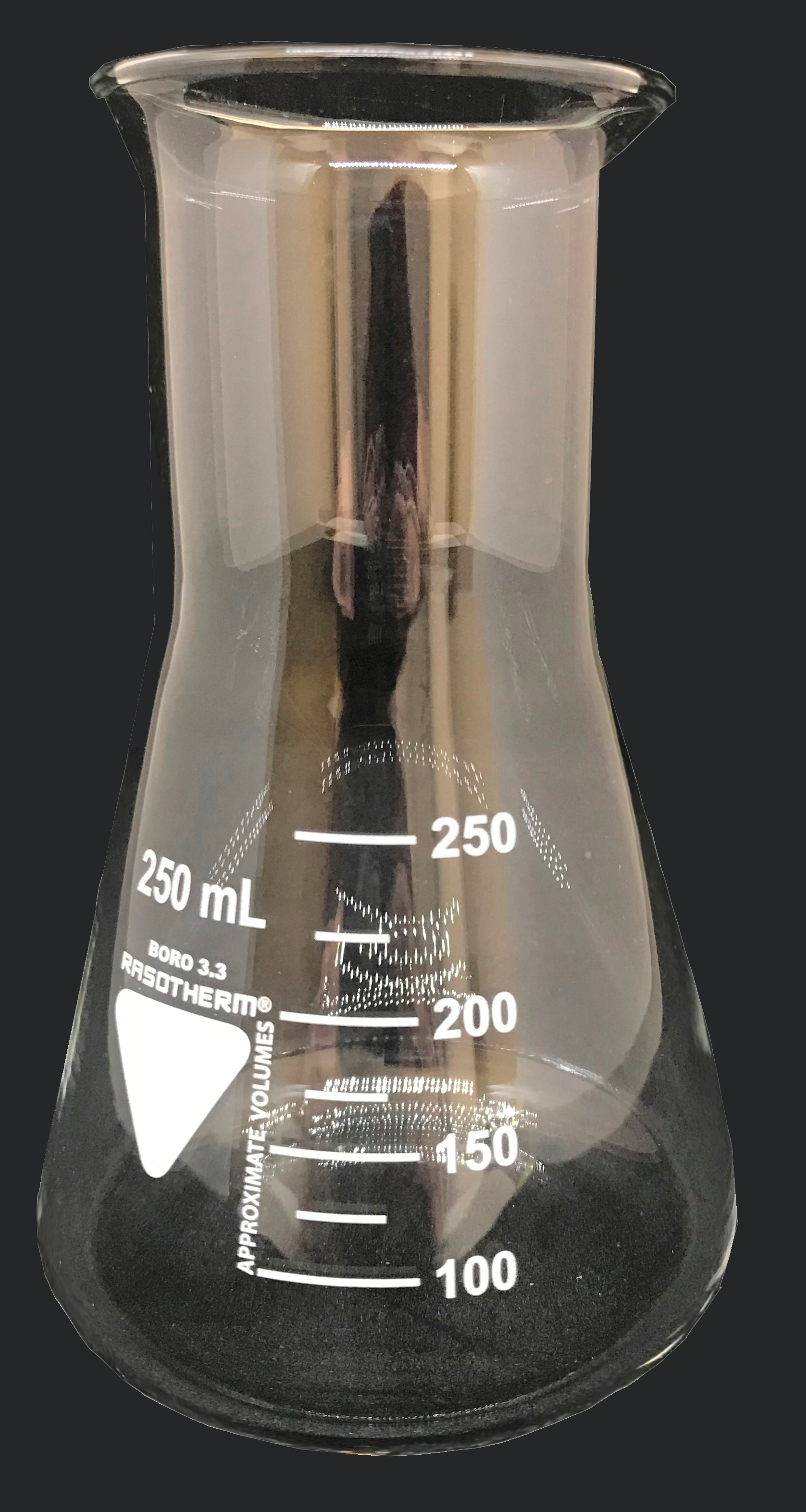 MATRAZ ERLENMEYER B/ANCHA 250 ML (10) BOROSILICATO