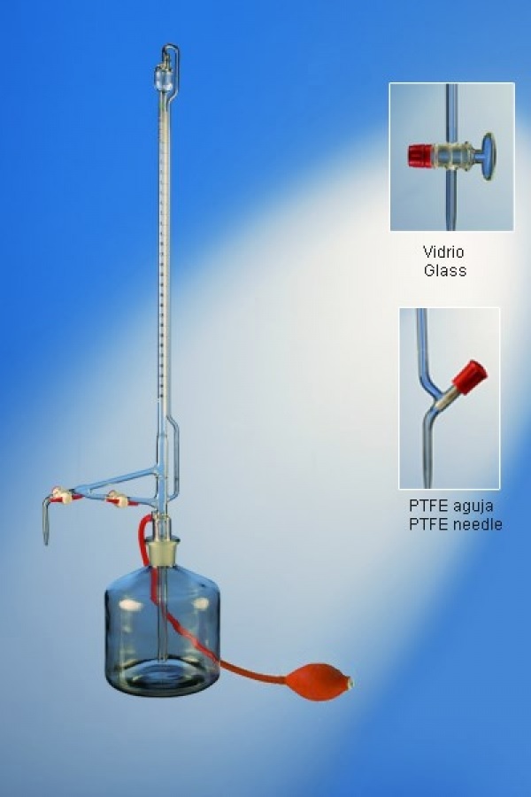 BURETA 10 ML ENRASE AUTOMATICO LLAVE PTFE AGUJA